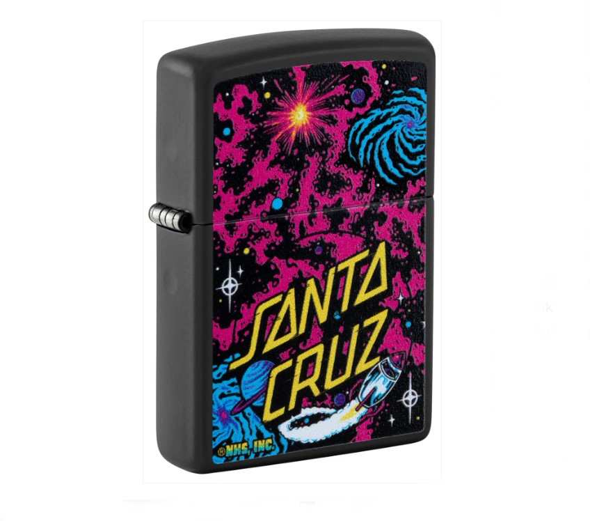 Zippo matt fekete benzines öngyújtó – Santa Cruz Cosmic grafikával